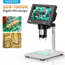 SPOETRY Microscópio De Vídeo Digital LCD 1000X De 4,3 Polegadas Para Adultos Com 8LEDs Solda Reparo pcb Plantas