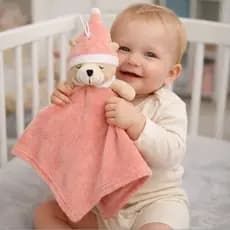 Naninha para Bebê, Ursinho Pelúcia Antialérgico Tamanho 40 cm Cores Variadas Suporte Chupeta Ideal para Soneca do Bebê