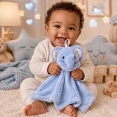 Naninha Para Bebê Premium Criança Antialérgica 40cm Pelúcia Elefante Macia Com Prendedor de Chupeta