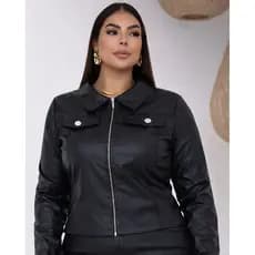 Jaqueta Plus Size Feminina Couro Ecológico com Zíper  Look Inverno 2026