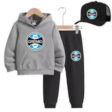 Conjunto Moletom Flanelado Infantil Blusa+ Calça Estampa Gremio Futebool com Boné