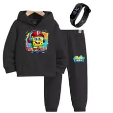 Conjunto Moletom Infantil Bob Esponja Tv Globinho Casaco Criança Frio Menino Menina relógio