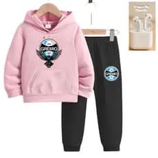 Conjunto Moletom Infantil Flanelado Futebool Time Gremio  Blusa+Calça Alta Qualidade com fone