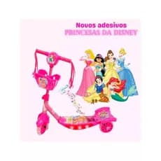 Patinete Infantil Princesas Rosa Musical Patinete Menina 3 Rodas /Cesta e Luz /Promoção