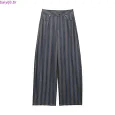 ZA Jeans longos listrados em cores contrastantes com cintura média 5216040