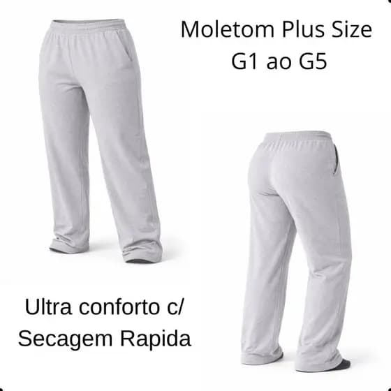 Calça Moletom Femenino Masculino  Premium GG ao G5 Felpada Aveludada Reta Bolsos Cós Elástico Cordão