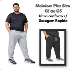 Calça Moletom Masculina Plus Size Reta Sem Punho Aveludada Cintura Elástica Cinza Mescla GG ao G5