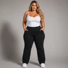 Calça Moletom Preta Feminina Plus Size Preta GG ao G5