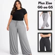 Calça Pantalona Plus Size GG ao G5 Viscose c/ Elastano  Conforto  Cós com Elástico