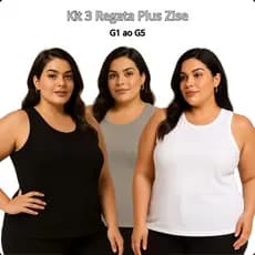 Regata Feminina Sem Decote Plus Size GG ao G5 Viscose Premium Escolha 1 a 3 Unidades