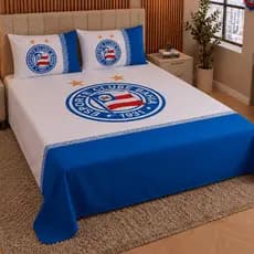 Jogo de Cama Time Casal Tecido Oxford | Lençol de Time + 2 Fronhas | Colcha de Cama Estampa de Time