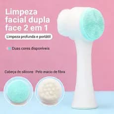 Escova de Limpeza Facial Dupla Face | Massageadora de Silicone para Cravos, Oleosidade e Acne