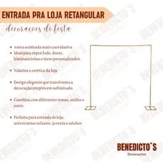 Arco Entrada Para Loja/Festa 2,20m X 2,00m Retangular cores: DOURADO, PRETO e BRANCO
