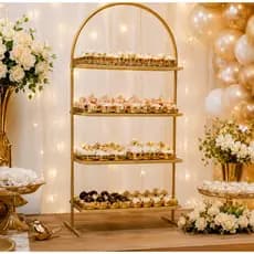 Prateleira Romana 4 Andares 1,70m X 80cm Reforçada | Suporte para Doces e Festas | DOURADA Desmontável,