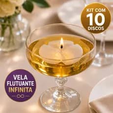 Vela Flutuante Infinita Kit 10 Discos Bóia e 50 pavios