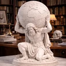 Estatua Atlas Decorativa Simbolo Forca Para Escritorio E Estante Design Marmore 14cm
