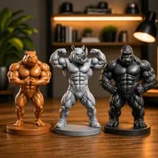 Estatuetas Bodybuilder Capivaras Rino Gorilla Animais Maromba