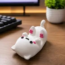 Suporte Para Celular Gatinho Kawaii Fofo Organiza Mesa Decorativo Resistente 11cm