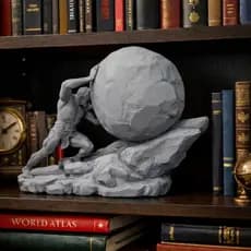 Estatueta Sisifo Decorativa Cinza Arte Moderna Para Sala Escritorio Escultura 20cm