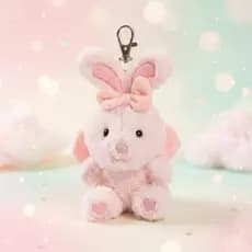 Chaveiro De Pelúcia Coelhinha Fofa Com Laço 18cm Pingente Para Bolsa E Mochila