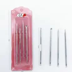 Kit 4 Extratores De Cravos Aço Inox Ponta Dupla Profissional Ferramenta Limpeza De Pele Facial