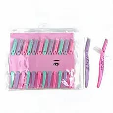 Kit 12 Navalhas Para Sobrancelhas Com Lâmina De Segurança Microdente, Cabo Antiderrapante, Aprox. 15cm Para Uso