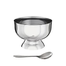 Kit 4 Taças Para Sobremesa De 200ml Com Colher Em Aço Inox EuroHome