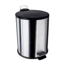 Lixeira 5L, Aço Inox com Tampa preta, Acionamento por Pedal - Euro Home
