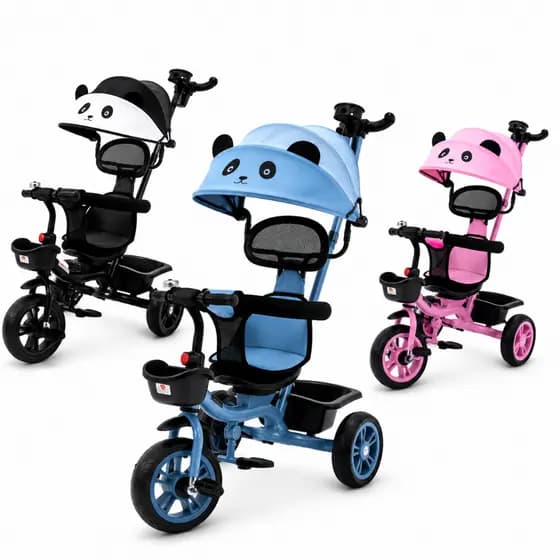 Triciclo Infantil Velox com Empurrador 2 em 1 Carrinho de Passeio Bebê Capota 50kg Guia Auxiliar Cesto Rodas