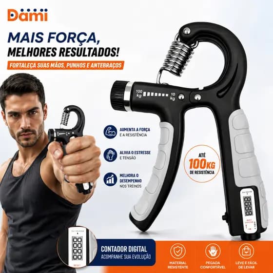 Hand Grip com Contador Ajustável 5-100kg | Malhador de Mão para Fortalecer Dedos | Punho e Antebraço【Dami】