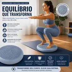 Almofada Disco Equilíbrio 33cm Inflável 200kg com Bomba de Ar para Exercícios Funcionais