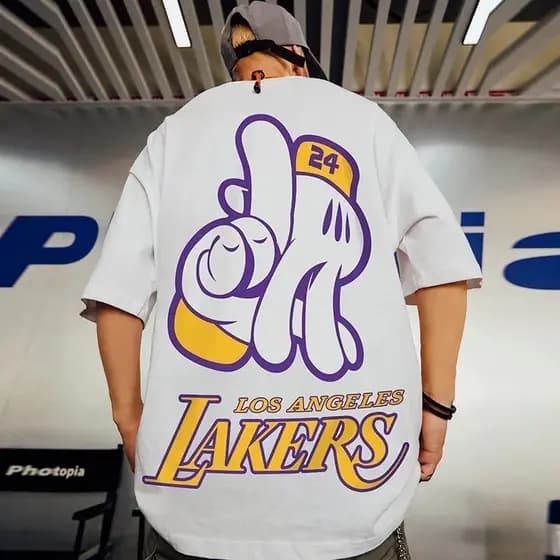 Camiseta Masculina Unissex Kobe Bryant Estrela Do Basquete Modelagem Solta 100% Algodão Preta, Nova
