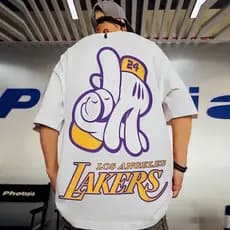Camiseta Masculina Unissex Kobe Bryant Estrela Do Basquete Modelagem Solta 100% Algodão Preta, Nova