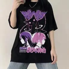 2026 Camiseta De Algodão Preta Puella Magi Madoka Magica Homura Akemi Madoka Kaname Unissex Street Style