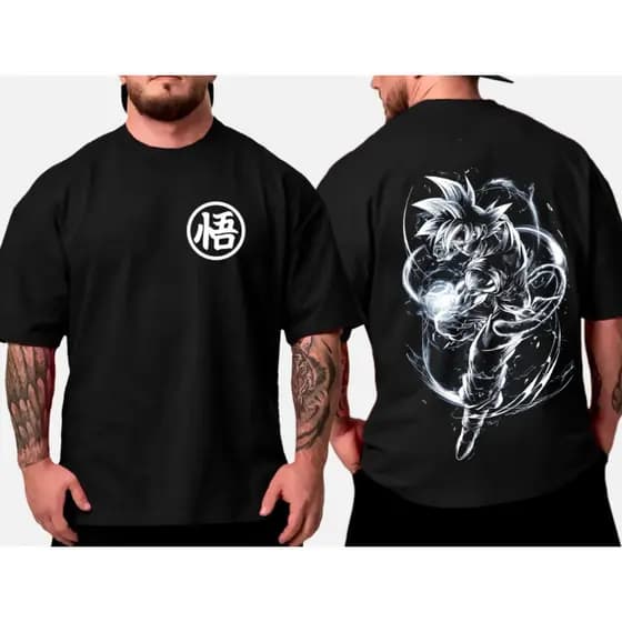 Camiseta Unissex Oversized Plus Size Feminina Masculina     Dragon Ball Saiyan  Treino Academia GYM Dragão Street