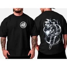 Camiseta Unissex Oversized Plus Size Feminina Masculina     Dragon Ball Saiyan  Treino Academia GYM Dragão Street