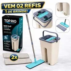 Rodo Mop Flat 2 Refis Esfregão Com Balde Rodo Mágico Lava Seca Tira Pó Limpeza Profissional