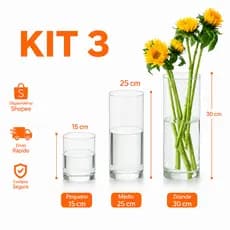 KIT Vasos Acrílico Arranjos de Flores Plantas Para Decoração Sala Casa