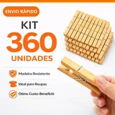 Prendedor de Roupa de Madeira KIT 60/120/180/360 Prendedores de Madeira Super Reforçados ENVIO FULL