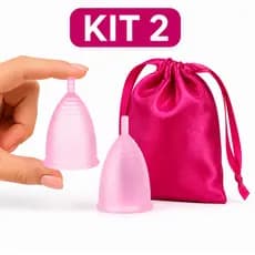 KIT 2 Coletor Menstrual Reutilizável Copo Menstrual Silicone Para Uso Feminino 8x5cm