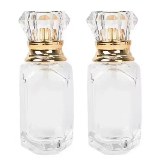 Kit Frasco de Vidro com Spray Luxo Dourado 30ml Recarregaveis Elegante Vitória