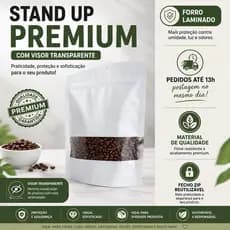 Saco Stand Up Pouch Zip Visor 14X20cm Branco Fosco c/ Furo  50un.