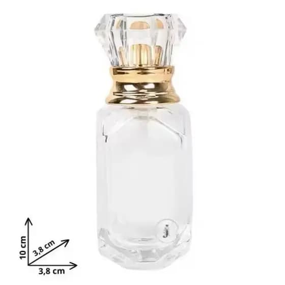 Frasco Vidro  Perfume Vitória Spray Tampa Dourada Luxo Elegante 30ml
