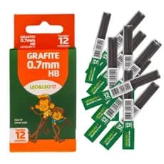Grafite para Lapiseira HB 0.7 Leo e Leo Uso Escolar e Profissional com 12 Tubos Kit com 144 Minas