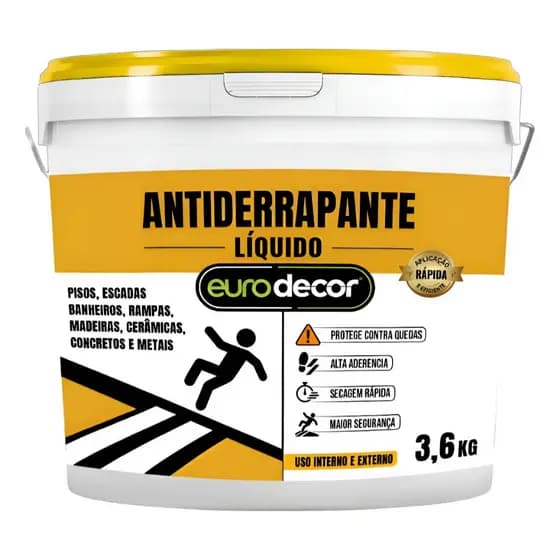 Antiderrapante Eurodecor Incolor 3,6kg Para Áreas Externas Escadas Quintais Cozinhas Banheiros 1kg