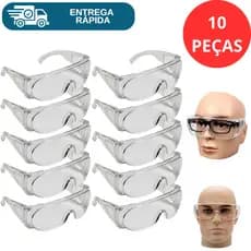Kit 10 Óculos De Proteção Sobrepor Óculos De Grau Protector Valeplast Segurança Epi Obra Indústria