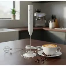 Mini Mixer Elétrico Misturador Batedor De Bebidas 2 em 1 Portátil Recarregável Bivolt Branco