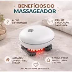 Massageador Elétrico Cabeça Pescoço Corpo Recarregável 3 Velocidades com 4 Cabeças de Massagem Bivolt Cores Sortidas