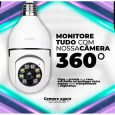 Câmera Segurança Lâmpada Wi-Fi 360° Full HD 1080p com Visão Noturna Monitoramento Residencial Imagem Nítida
