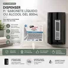 SABONETEIRA DISPENSER PARA SABONETE LÍQUIDO/ÁLCOOL GEL 800ML. (COM RESERVATORIO)  NOBRE + SABONETE ALGODAO 800ML UPPRO